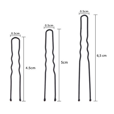 Набор шпилек для волос 100 штук 3 размера. Цвет: Черный