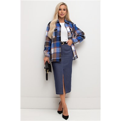 Юбка-карандаш джинсовая тёмно-синяя с разрезом Изольда №1