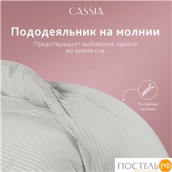 CASSIA ЛЮКС Страйп Сатин с-сер Пододеяльник на молнии 145х215-1, 1 пр., хл/сатин