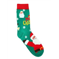Носки НГ р.40-45 "Happy NY" Большой Санта Зеленые