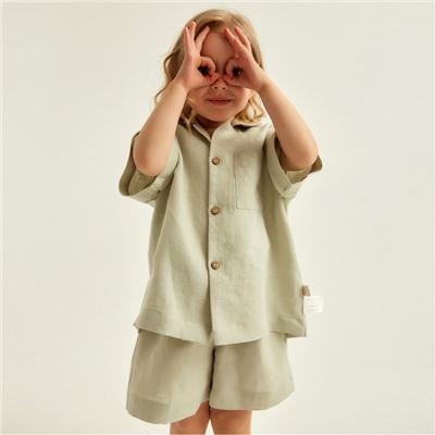 Костюм детский домашний (рубашка и шорты) SL HOME, размер 32 (110-116 см), светло-зелёный