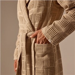 Халат вафельный мужской SL HOME: Chess «Саббиа», размер S, хлопок 100%, коричневый