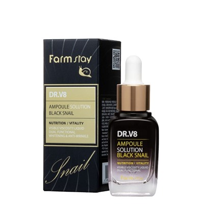 Cыворотка для лица Farm Dr.v8 Ampoule Solution Black Snail Корейская косметика по оптовым ценам. Популярные бренды Корейской косметалогии в интернет магазине ooptom.ru.