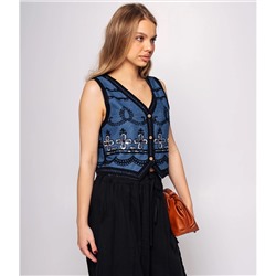 Джинсовый жилет #КТ815 (7), чёрный, синий