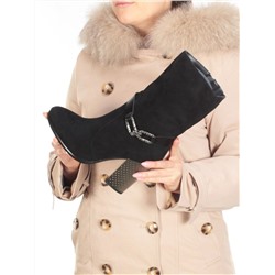 02-YF189-061M BLACK Полусапоги зимние женские (натуральная замша, натуральный мех (еврозима))