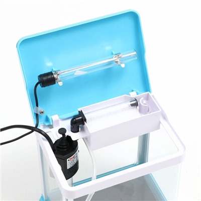 Аквариум SeaStar HX-180F, 3.5 л, в комплекте: LED-лампа, фильтр, синий