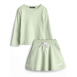 Фуфайка (футболка) с длинным рукавом+Юбка, Laurel Green 15-6313