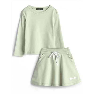 Фуфайка (футболка) с длинным рукавом+Юбка, Laurel Green 15-6313
