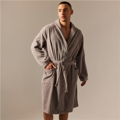Халат махровый мужской SL HOME: Basic «Софт Мист», размер S, хлопок 100%, серый