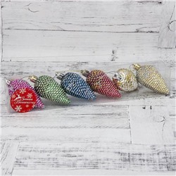Ёлочная игрушка "Шишки" (набор 6 шт) 3,5х6,5 см, МИКС