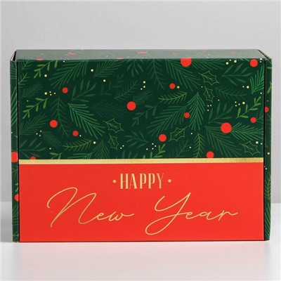 Коробка подарочная новогодняя складная «С Новым годом», 30.5×22×9.5 см