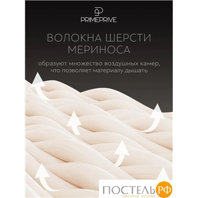 PRIME PRIVE Одеяло MERINO экрю 200х220,1пр.,хл.BIODYNAMIC COTTON/меринос.шерсть, 400 г/м2