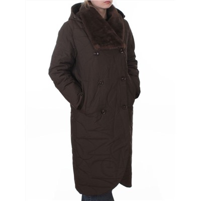 A617 BROWN Пальто зимнее женское (верблюжья шерсть, 120 гр. холлофайбер)