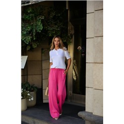 Брюки палаццо с карманами,  Фуксия