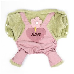 Комбинезон Love, размер L (ДС 35 см, ОГ 45 см, ОШ 35 см), зелёный/розовый
