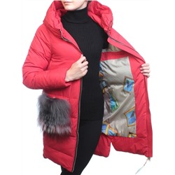 Y017-617 RED Пальто зимнее женское (био-пух)