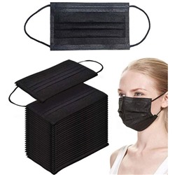 Маски ЧЕРНЫЕ одноразовые медицинские 3-х слойные СпецМедЗащита, набор 50 штук. (Россия)