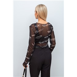 Чёрная блузка из сетки с принтом Эйва №1