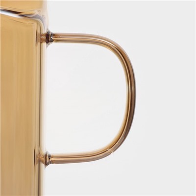 Банка Magistro «Эко», 620 мл, ручка, трубочка, с бамбуковой крышкой, стекло, прозрачная, золотая