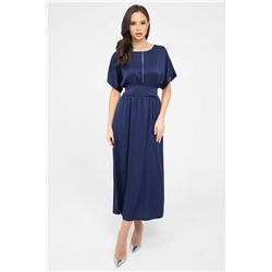 Платье нарядное синее с широким поясом