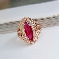 Кольцо 18 р с крупным камнем ювелирная бижутерия коллекция  "Дубай" покрытие: позолота, вставка: фианит, цвет: малиновый, арт.314.521-18