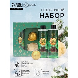 Новогодний подарочный набор косметики «Вера в чудеса», с ароматом хвои и корицы. Зеленая серия.