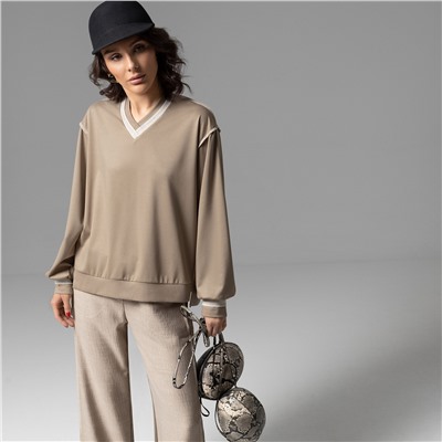 Свитшот с акцентными швами, Успех в руках (бежевый)