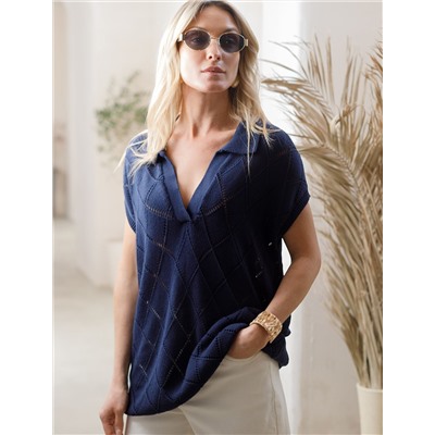 Удлиненный джемпер узорной вязки из 100% хлопка