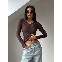 Лонгслив с кружевом