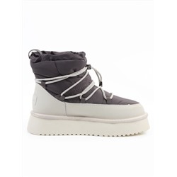 04-WF029-4M DK. GRAY/MILK Ботинки зимние женские (натуральная кожа, курточная ткань, 100% шерсть)