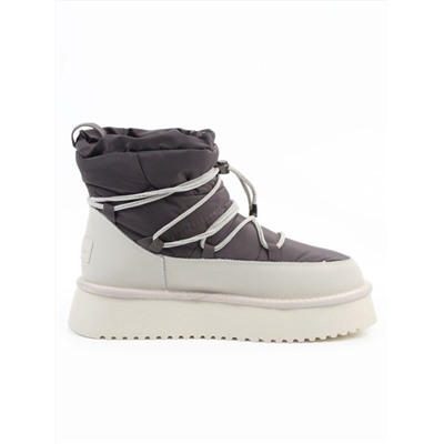04-WF029-4M DK. GRAY/MILK Ботинки зимние женские (натуральная кожа, курточная ткань, 100% шерсть)