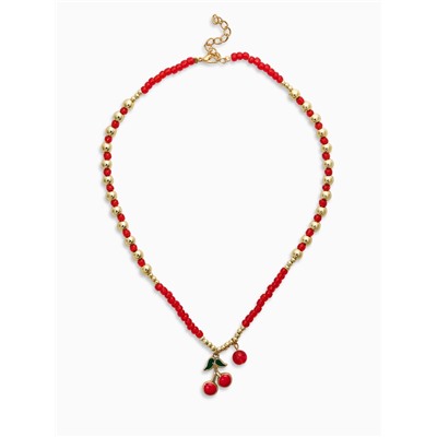Колье из бисера «Вишня», 40 см, красное в золоте
