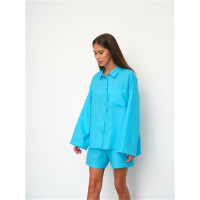 Рубашка короткая  S021_Cerulean Blue/Голубой