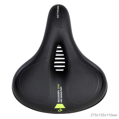 Седло велосипедное комфортное COMIRON TOKYO C012 265x220, Технологии: ED, MEMORY FOAM, Верх: PU с пресс. принтом, Цвет: Чёрный+:Желтый/ АКЦИЯ /уп 20/