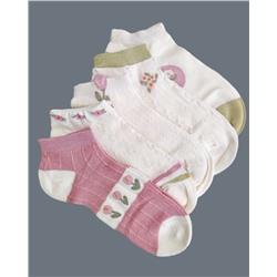 Короткие носки р.35-40 "Flowers" Комплект - 5 пар