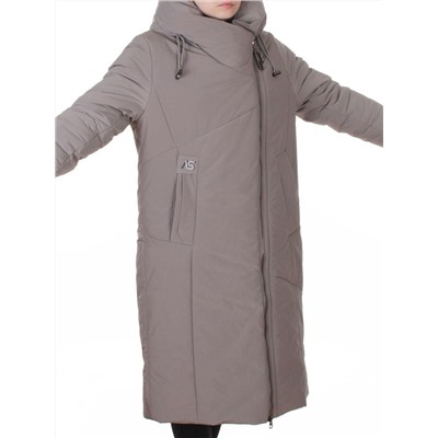 M-9102 GRAY/BEIGE Пальто зимнее женское (верблюжья шерсть, 120 гр. холлофайбер)