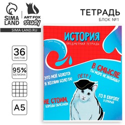 Тетрадь предметная А5, 36 л на скрепке «Мемы. История»