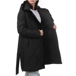 309 BLACK/BLACK Пальто зимнее стеганое женское (200 гр. холлофайбер, натуральная норка)