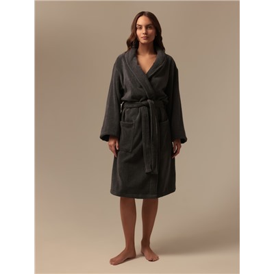 Халат махровый женский SL HOME: Basic «Гри Сандре», хлопок 100%, тёмно-серый