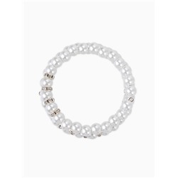 Браслет-пружинка «Жемчужинка морская» 3 ряда, белый в серебре, L=7 см