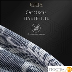 ESTIA Плед ФИЛОМЕНА сер./син.140х200/10х2 см, 1 пр., 52% виск./48% шерсть, 260 гр/м2