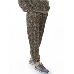 868-6 GREEN/LEOPARD Костюм спортивный зимний женский (95% хлопок, 5% полиэстер)