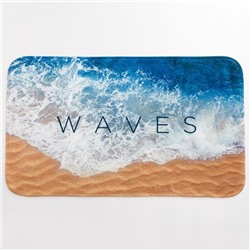 Набор ковриков для ванной Этель "Waves" 2 шт, 80х50 см, 50х40 см, велюр