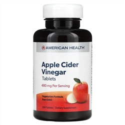 American Health, яблочный уксус, 480 мг, 200 таблеток (240 мг в 1 таблетке)