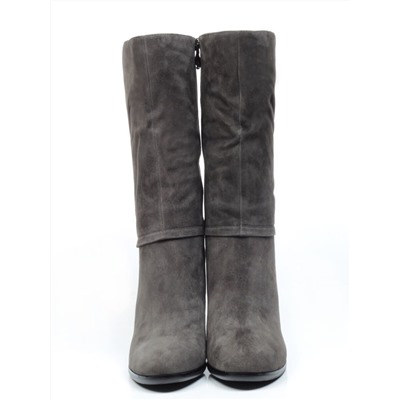 02-YF189-201M DK.GREY Полусапоги зимние женские (натуральная замша, натуральный мех (еврозима))