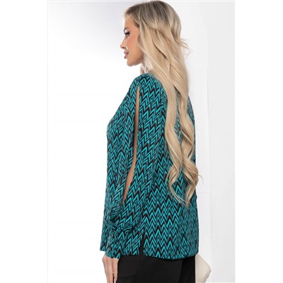 Блуза "Тайное чувство" (бирюза/черная) Б8519