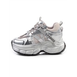 03-18C GREY/SILVER Кроссовки женские (натуральная кожа, искусственная кожа)