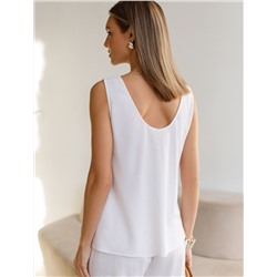 Свободный топ с U-вырезом изо льна с вискозой по косой