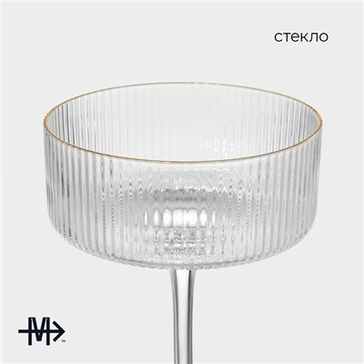 УЦЕНКА Бокал для шампанского Magistro «Орион», 300 мл, 10.5×14 см, стекло, с золотой отводкой, прозрачный