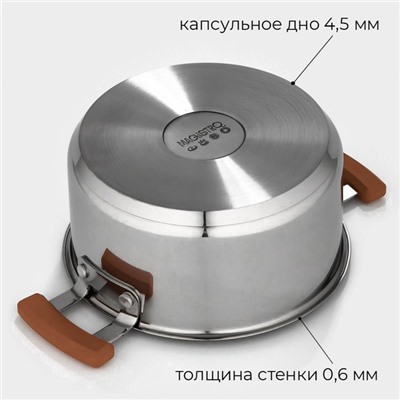 Набор кастрюль Magistro, 3 шт.: d=16/20/24 см, толщина 0.6 мм, штабелируемые, индукция, 304 AISI марка стали